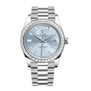 Rolex Day Date Ice Blue &  Diamond | Steel & White gold | President | Diamond Bezel