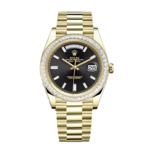 Rolex Day Date Black &  Diamond | Steel & White gold & Diamond | President | Diamond Bezel