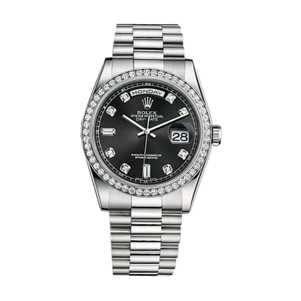 Rolex Day Date Black &  Diamond | Steel & White gold | President | Diamond Bezel