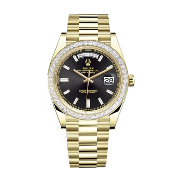 Rolex Day Date Black | Steel & Yellow gold | President | Diamond Bezel