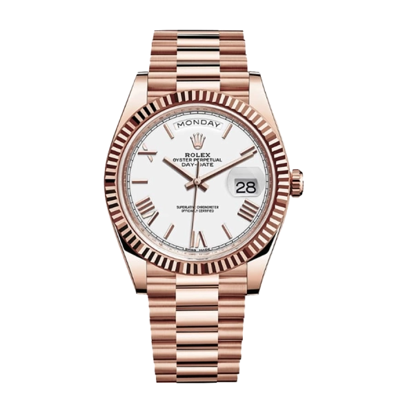 Rolex Day Date White | Rose Gold | President | Fluted