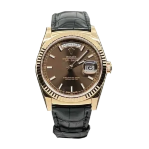 Rolex Day Date Chocolate | Black | Alligator Leather | Fluted