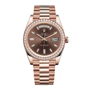 Rolex Day Date Chocolate &  Diamond | Rose Gold & Diamond | President | Fluted