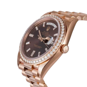 Additional view of Rolex Day Date Chocolate &  Diamond | Rose Gold & Diamond | President | Fluted