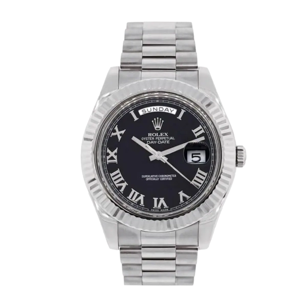 Rolex Day Date Black | Steel & White gold | President | Fluted