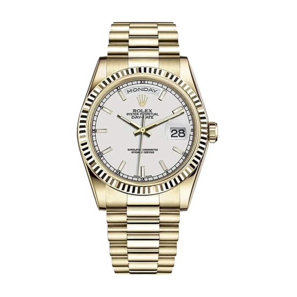 Rolex Day Date Champagne &  White | Yellow gold | President | Fluted