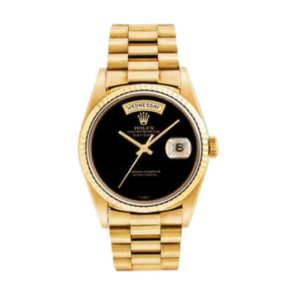 Rolex Day Date Black &  Onyx | Yellow gold | President | Fluted
