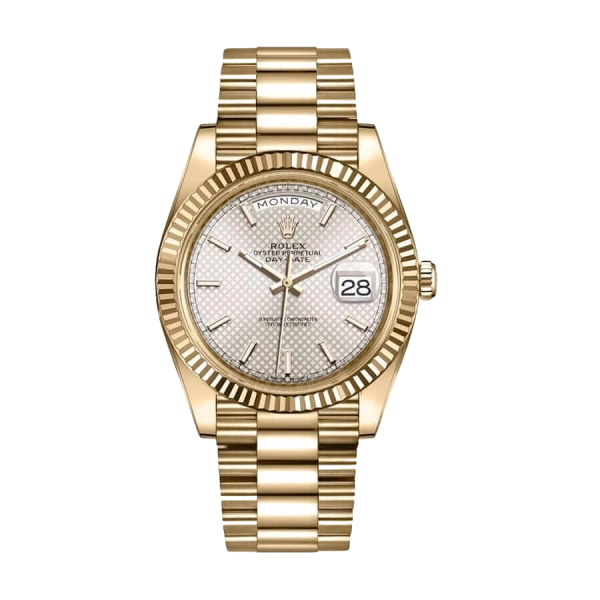 Rolex Day Date Silver &  Diogonal | Yellow gold | President | Fluted
