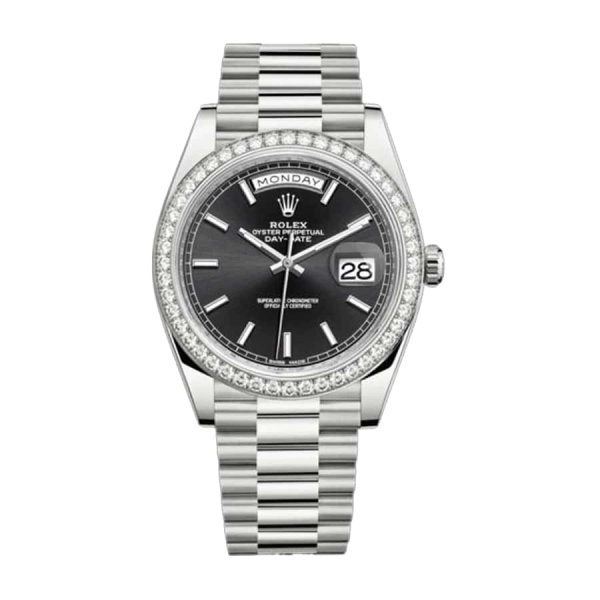 Rolex Day Date Black &  Diamond | Steel & White gold & Diamond | President | Diamond Bezel