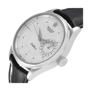 Additional view of Rolex Cellini M50519 Silver White | Leather, Black, Steel & White gold | Alligator Leather | Double Bezel (Polished Domed & Fine Fluted)
